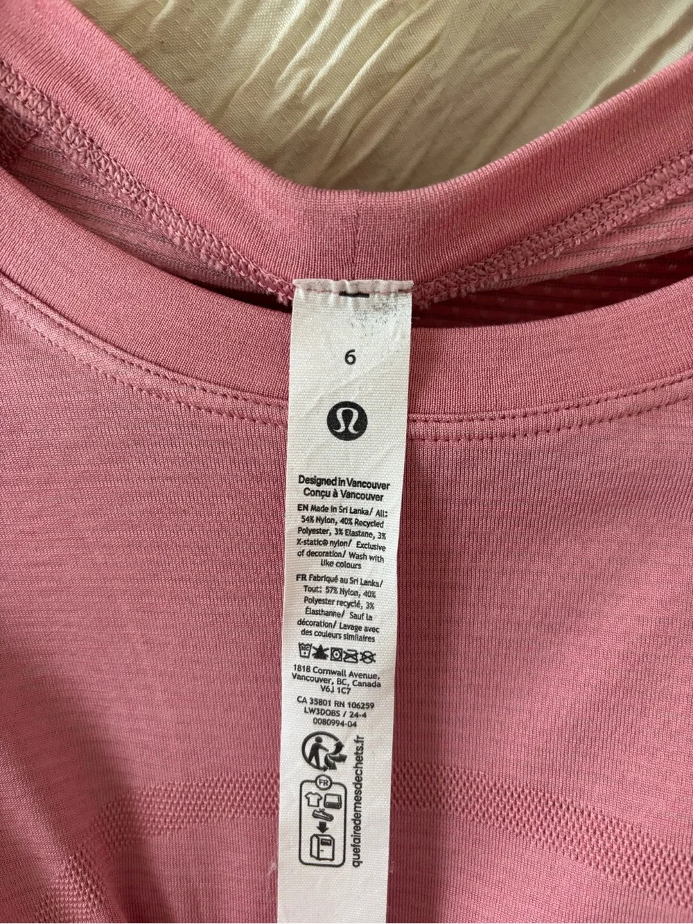 Lululemon Women’s Pink Athletic Long Sleeve